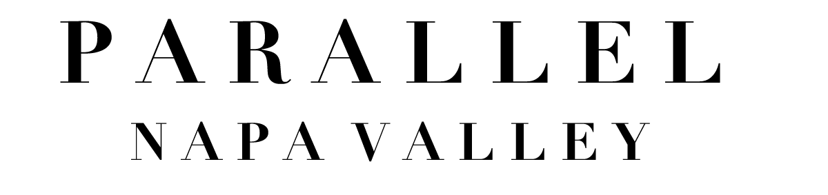 Parallel Wines logo with wine bottles and glasses on a dark background.